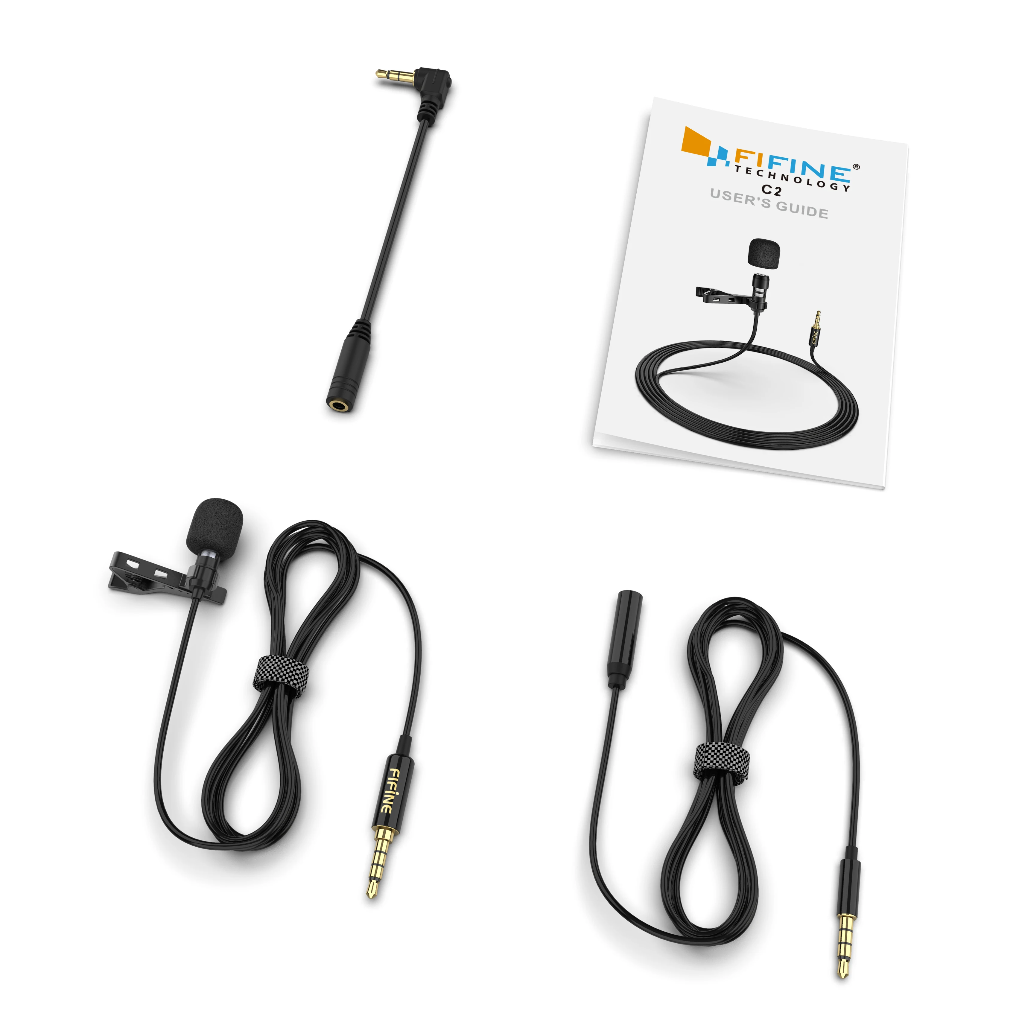 FIFINE Lavalier Lapel Microphone for Cell Phone DSLR Camera,External Headset Mic for Vlogging Video/Interview/ Podcast