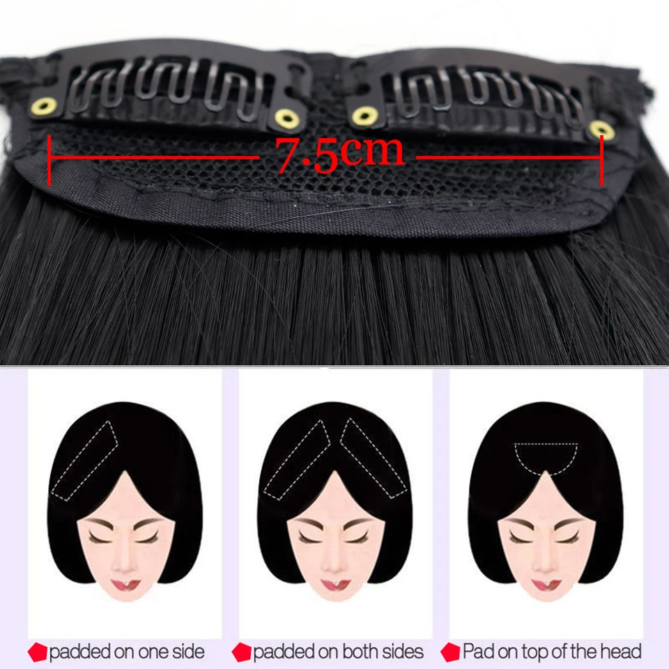 Almohadilla de cabello sintético invisible con 2 clips para volumen 3