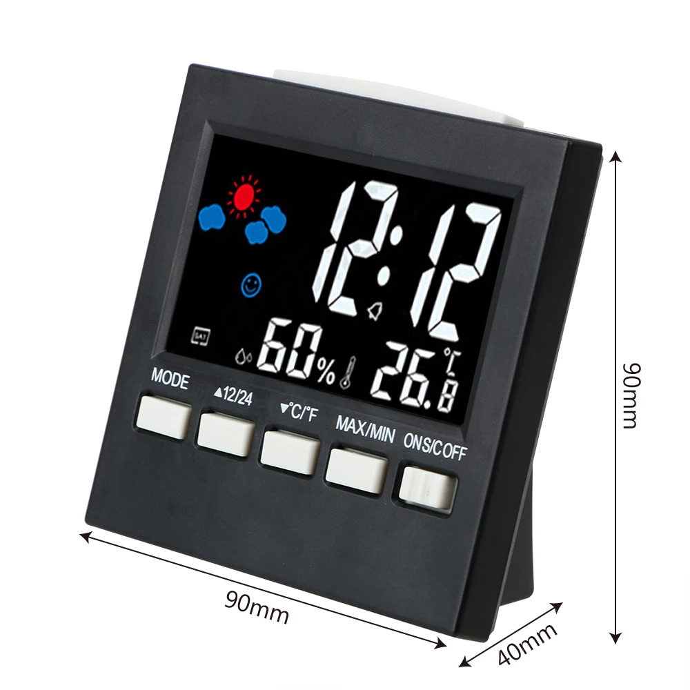 Orologio meteorologico intelligente termometro LCD igrometro previsioni meteo orologio sveglia calendario retroilluminazione ad attivazione vocale