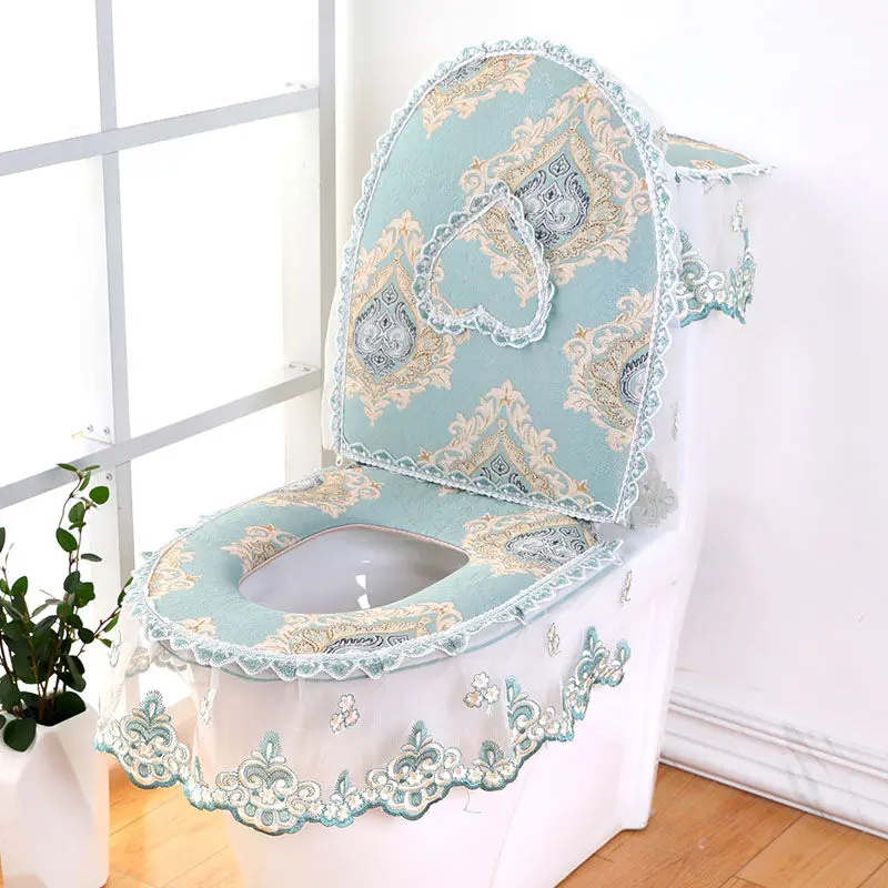 Toilet Pad 3 Pcs/Set Cushion Household Toilet Seat Cover Toilet Toilet Mat Cover Lace Toilet Set for Winter