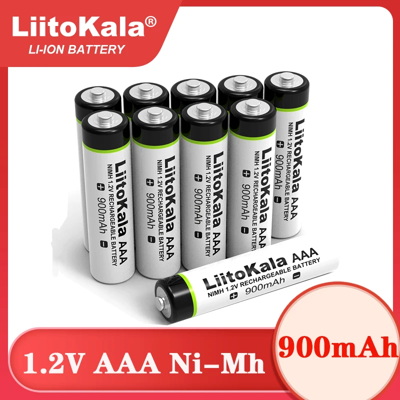 2-20PCS Original LiitoKala 1.2V AAA 900mAh NiMH Rechargeable Battery for Flashlight, Toys,Remote control