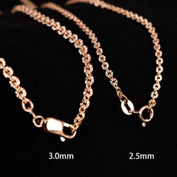 MIQIAO 925 Sterling Silver Rose Gold Platinum Color O-chain Long 40 45 50 60 70 80 CM Wide 2.5 3 MM Shine Necklace Fashion Gift