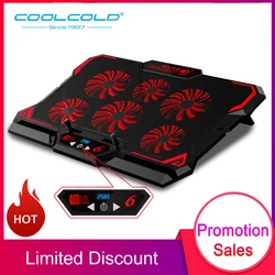 COOLCOLD 17 zoll Gaming Laptop Kühler Sechs Fan Led-bildschirm Zwei USB Port 2600RPM Laptop Cooling Pad Notebook Stand für Laptop