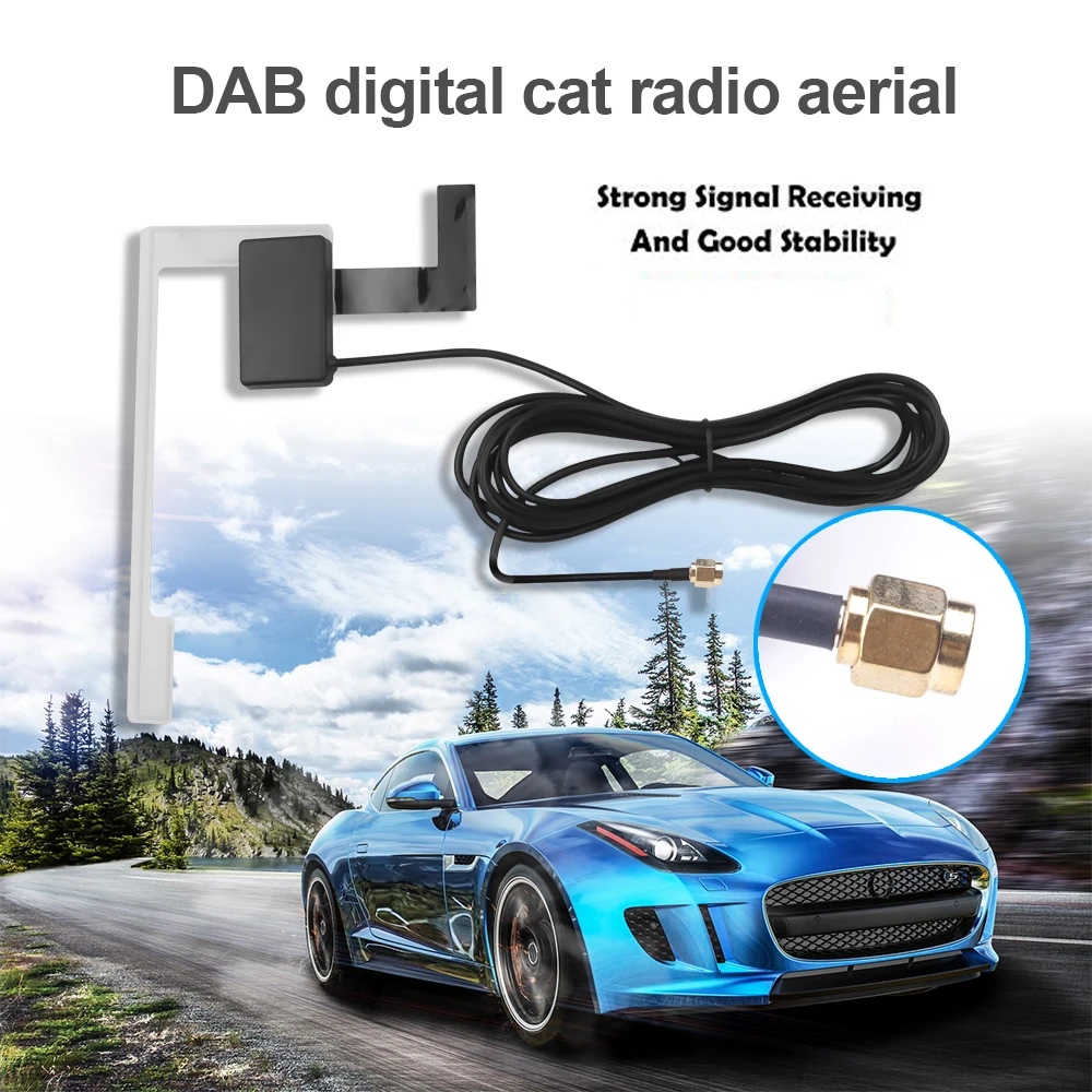 DAB/DAB+ Car Radio Head Unit Aerial Antenna Windshield Mounting SMB Plug Signal Reception Europe DAB DAB+ Signal Receiver