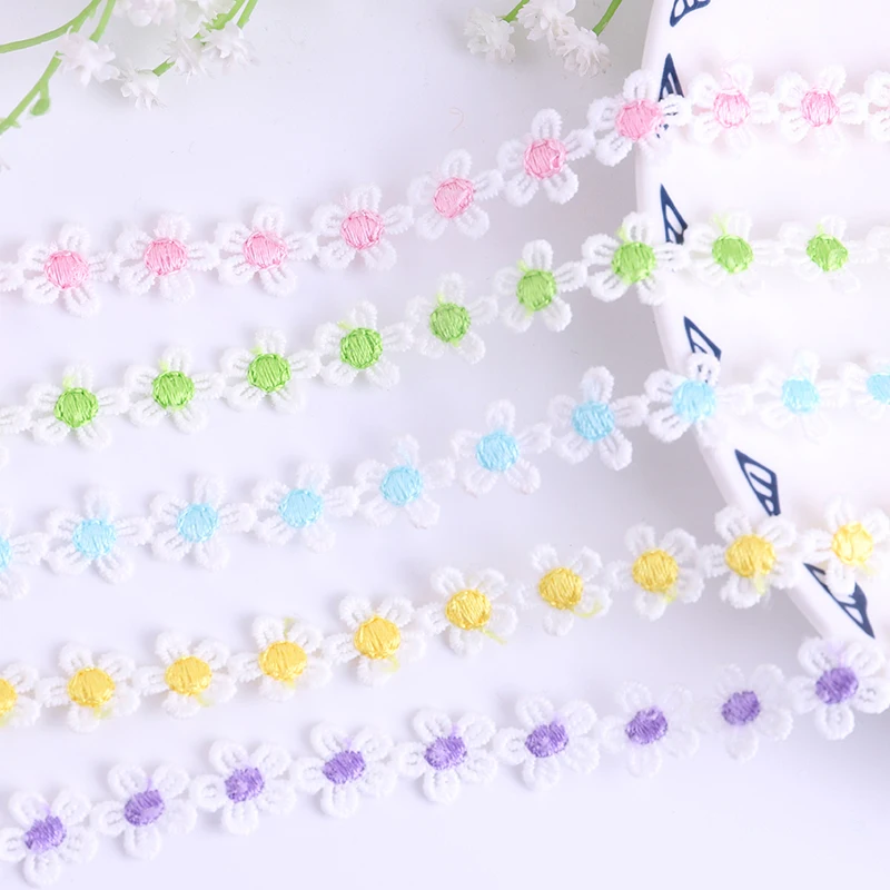 2yards Embroidery Small Daisy Petal Lace barcode DIY Handmade Sewing Clothing Headband Accessories Embroidered lace