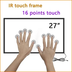 HaiTouch-pantalla táctil infrarroja sin cristal, Marco táctil IR de 27 pulgadas, 16 puntos, interfaz Usb, unidad libre para Monitor Lcd