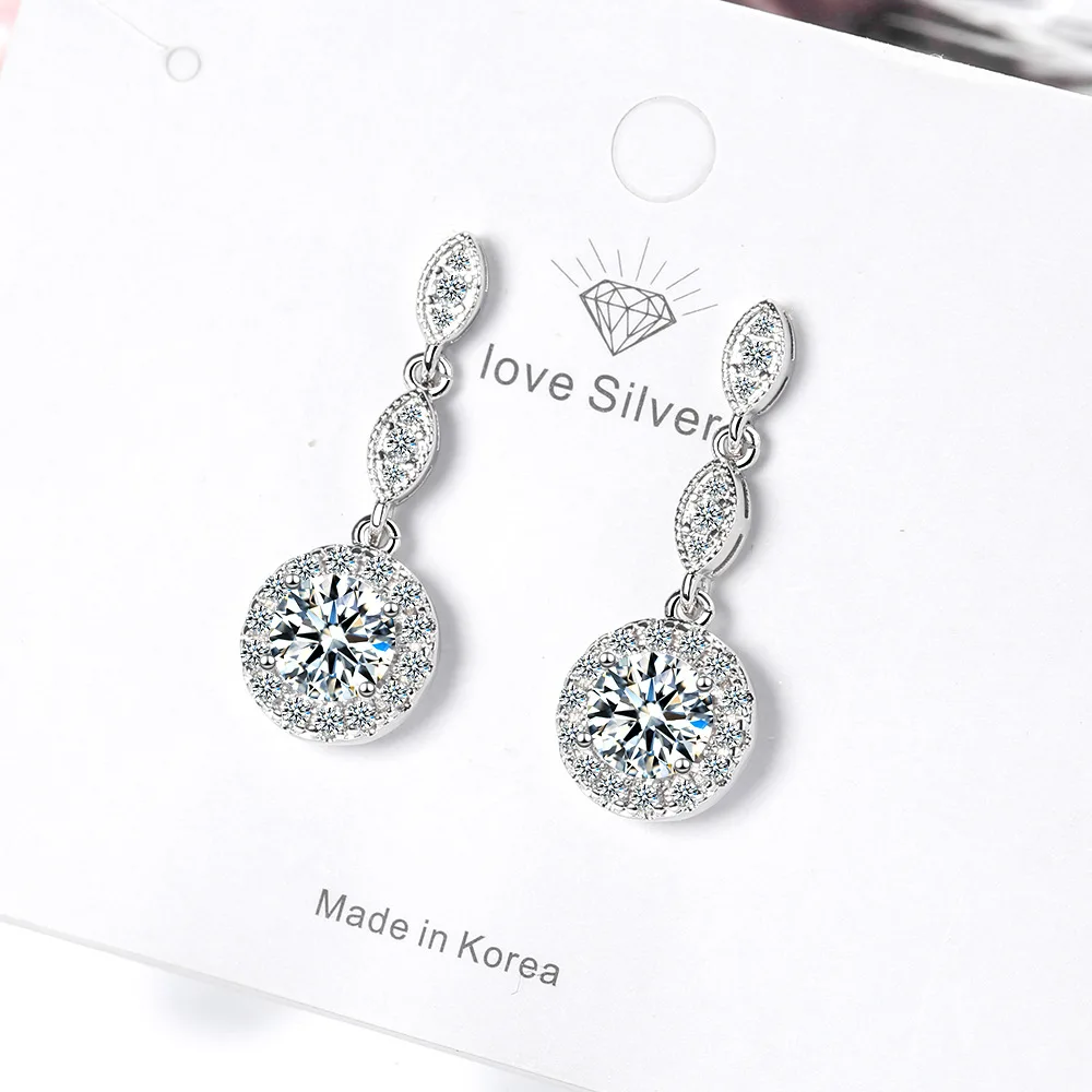 New Arrival 925 Silver Needle Trendy Water Drop Shine Cubic Zirconia Ladies Tassel Stud Earrings Jewellery Gifts Cheap image 6