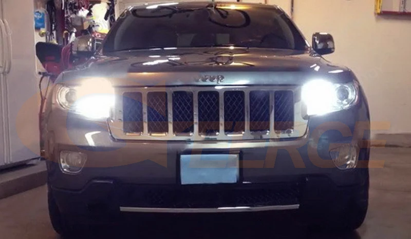 For Jeep Grand Cherokee 2011 2012 2013 2014 2015 HID Headlight Ultra Bright White Reflector 3157 LED Bulbs Daytime Light DRL