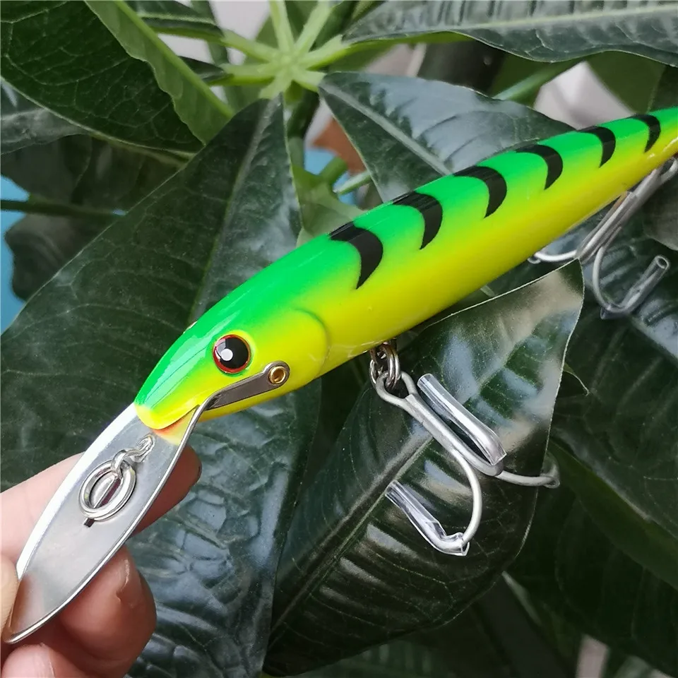 Swolfy 1pcs 130mm/32,5g 185mm/60g Troll ing Thunfisch Angel köder große sinkende See köder Elritze lockt Fisch köder vmc Haken – Detail 13