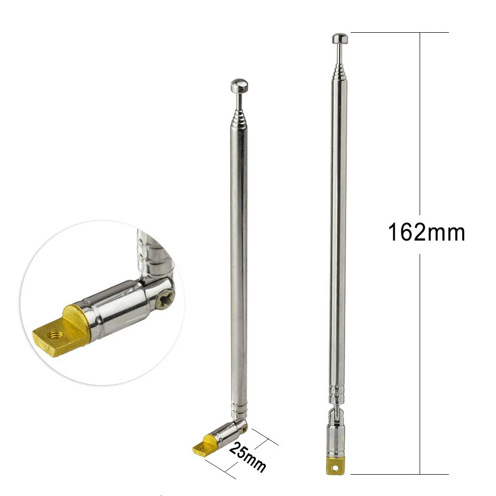 Eightwood 2pcs Telescopic Aerial 6-Sections Telescopic Radio Antenna Replacement for TV DAB FM AM Audio Radio RC Controller