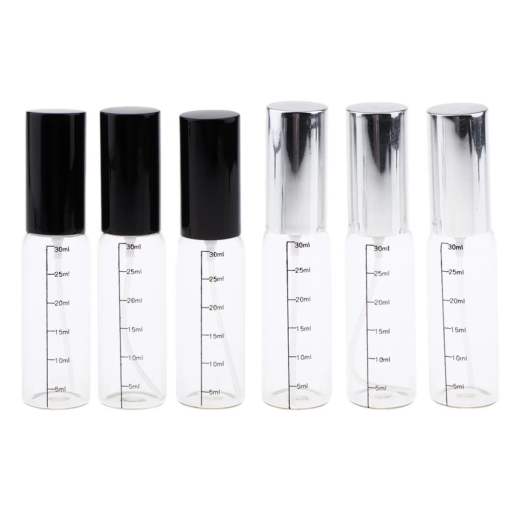 Bouteilles de parfum transparentes (30ml, 3 pièces), bouteille de pulvérisation d'atomiseur de parfum rechargeable de voyage, bouteille vide de parfum avec l'échelle