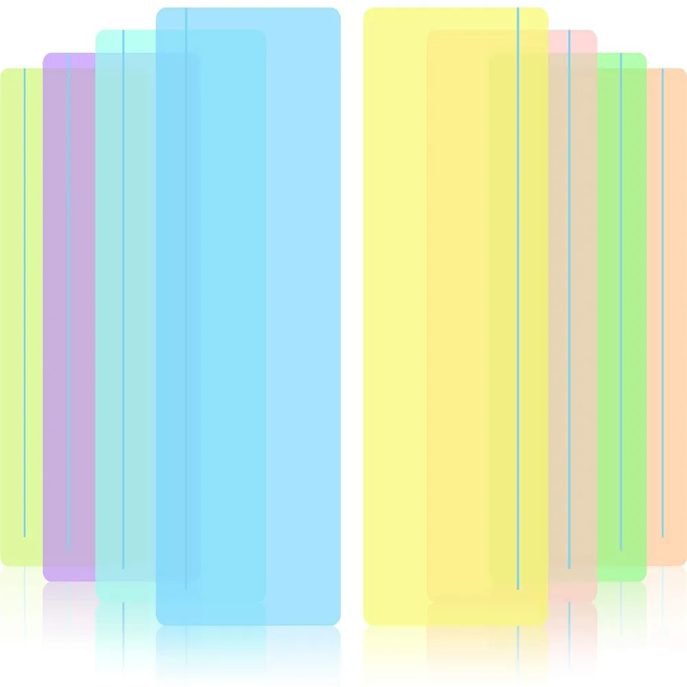 8PCS/Pack Clear Bookmark Guided Reading Highlight Strips Colored Overlay Reading Tracking Rulers Helps with Reduce Visual Stress