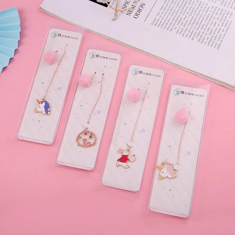 

Kawaii Unicorn Hair Ball Metal Bookmark Cute Accessories Book Mark Page Folder Office School Supplies Stationery