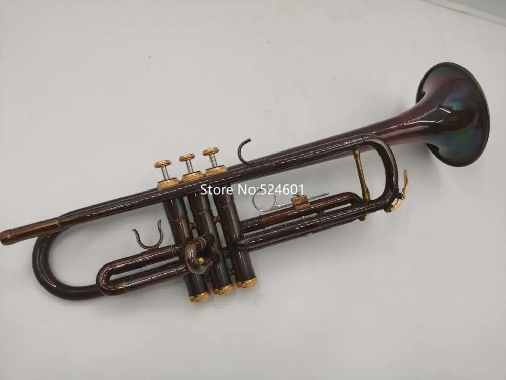 

Hot Selling Bb Trumpet Dark brown Body Unique Antique Copper Simulation Surface With Case Free Shipping