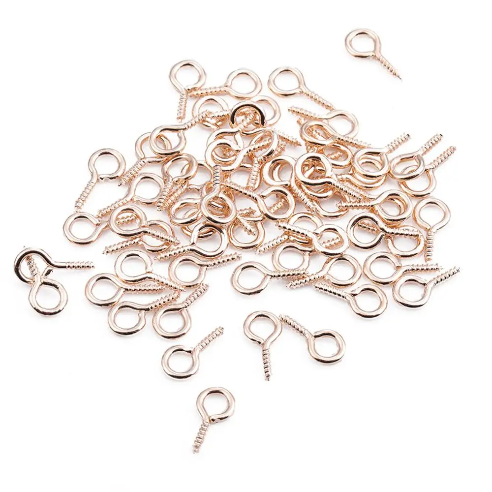 200 stücke Kleine Tiny Mini Auge Pins Nietstifte Haken Ösen Schraube Gewinde Gold Rhodium Umklammert Haken Für DIY Schmuck Machen erkenntnisse