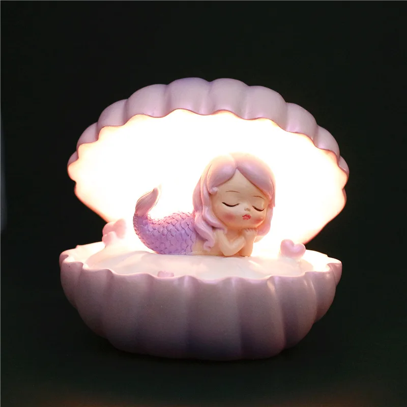 PheiLa LED Night Light Fairy Cute Mermaid Night Lamp Powered by Button Batteries for Baby Girls Bedroom Decoration and Gifts