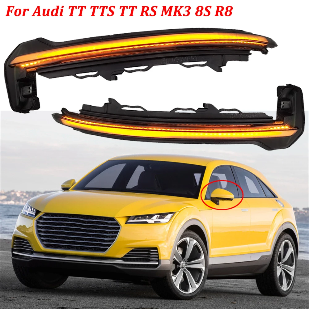 

Pair LED Dynamic Turn Signal Light For Audi TT (8S) 2016 2017 2018 2019 2020 Side Mirror Indicator Lamp Sequential Blinker