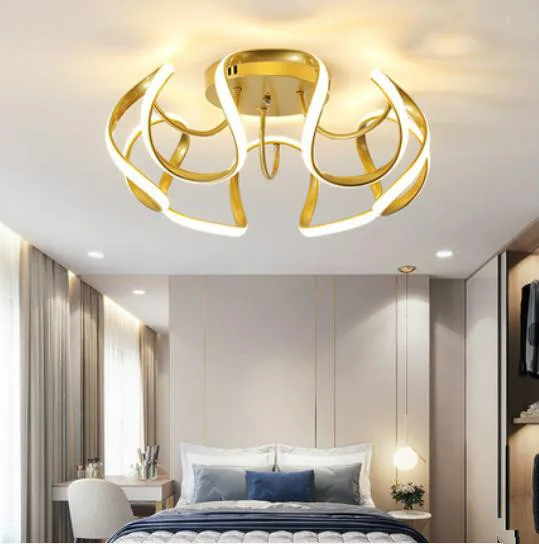 

LED Modern Ceiling Lights For Bedroom Living Room Dining Room Goldenk&White Finished Lustre Indoor Lighting LED Ceiling Lamps