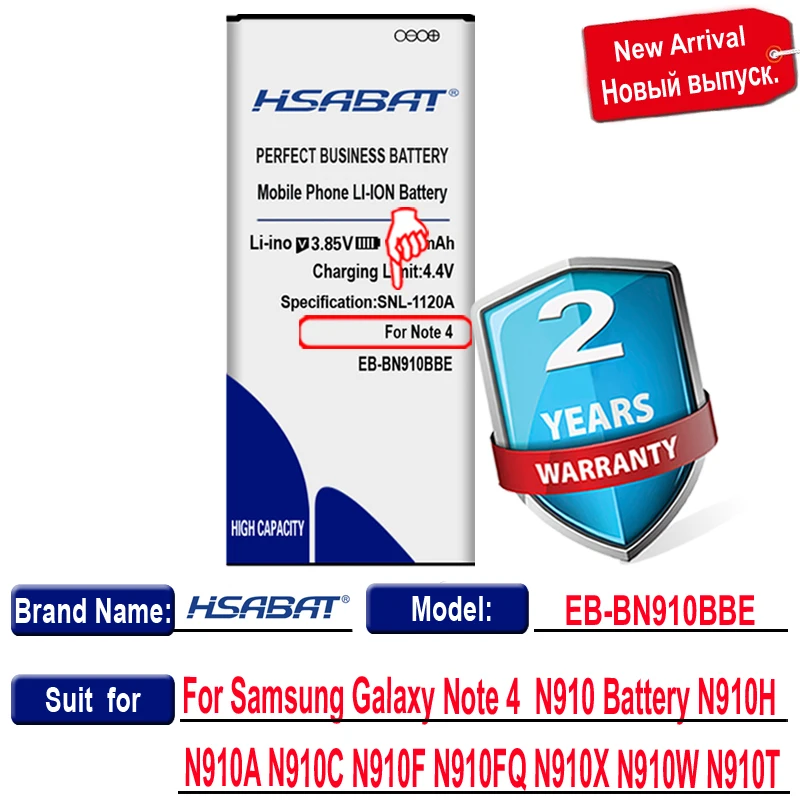 EB-BN910BBE HSABAT batería de 7100mAh para Samsung Galaxy Note 4 N910H N910U N910F N910X N910V N910P N910A N910C Note4 2