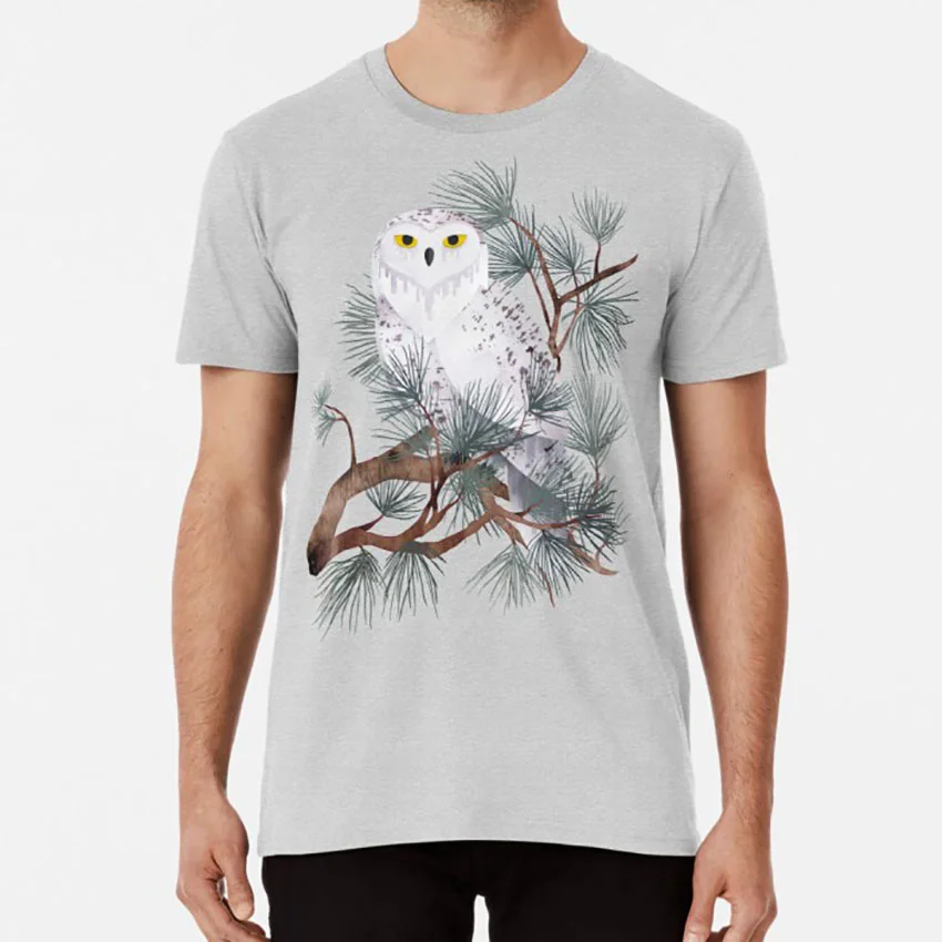 Snowy T Shirt Snowy Owl Snow Ice Winter Pine Needles Tree Season Christmas Holiday