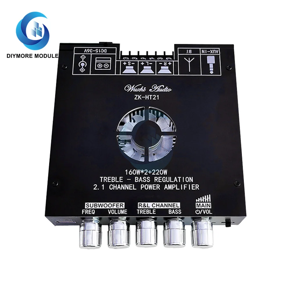 DC15-36V ZK-HT21/ZK-TB21 2.1 Channel 160WX2+220W TDA7498E Bluetooth Digital Power Amplifier Module High and Low Tone Subwoofer