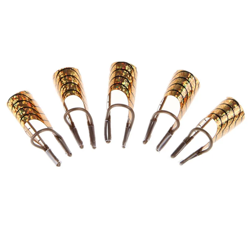 1 Juego (5 uds) de forma de uña plateada doble reutilizable para hacer uñas, curva C, puntas francesas acrílicas, herramientas de decoración de uñas T0599