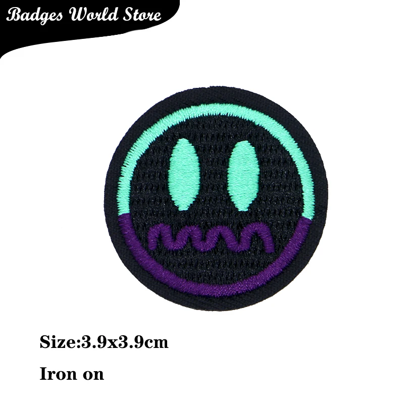 Letter B M Smile Boy Well Star Number Round Icon Embroidery Applique Patches For Clothing DIY Iron on Badges on the Backpack