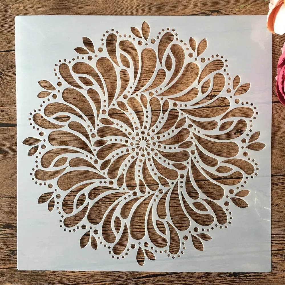 30*30cm Mandala Water Drop Wheel Round DIY Layering Stencils Painting Scrapbook Coloring Embossing Album Decorative Template