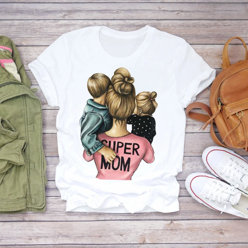 

2025 New Women Cartoon Super Mom Life Momlife Summer Print Lady T-shirts Top T Shirt Ladies Womens Graphic Female Tee T-Shirt