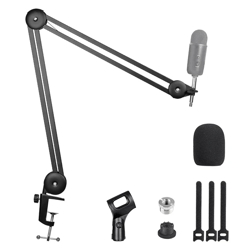 Microphone Boom Arm Stand Heavy Duty Adjustable Suspension Scissor Spring Built-in Mic Stand For Blue Yeti Blue Snowball Bracket