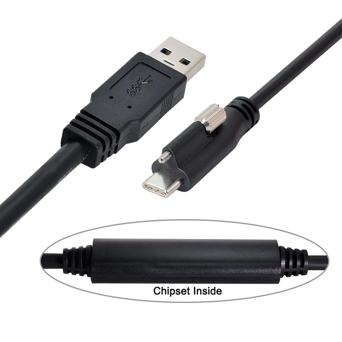 

CY 8m USB 3.1 Type-C Single Screw Locking to USB3.0 Data Cable Mount Type for Industrial Camera Recorder & Laptop PC & Disk