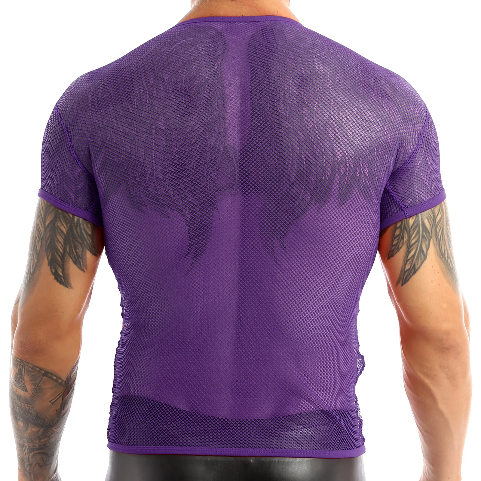 MSemis Mens Mesh Top See Through Fishnet Vest Shirt T Shirt Streetwear Clubwear Breathable Gym Clothing Muscle Tank Underwear