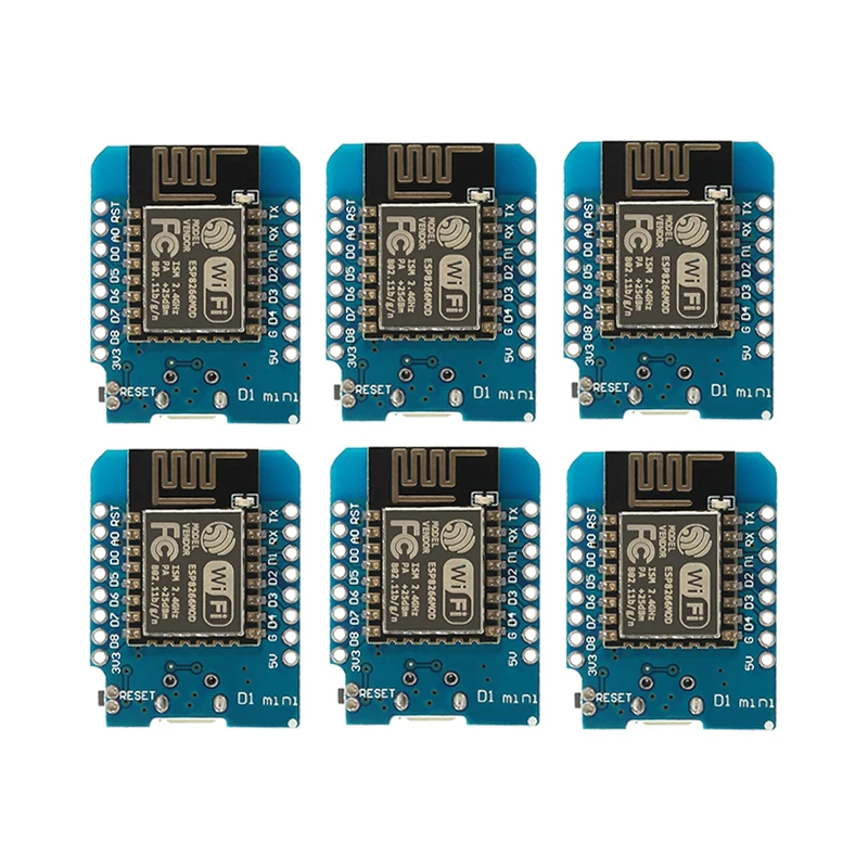 6PCS ESP8266 ESP-12 Wemos D1 Mini WiFi Development Board Micro USB 3.3V Based On ESP-8266 With Pin ESP12 WeMos D1 Mini Module