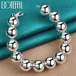 DOTEFFIL 925 Sterling Silver 14mm Round Hollow Bead Ball Chain Bracelet For Women Man Charm Wedding Engagement Jewelry