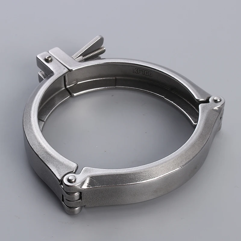 

Custom KF Vacuum 304 Stainless Steel Chain Clamp Three-section Quick-fit Joint Bracket Fluorine Rubber Ring KF63 80 100 163