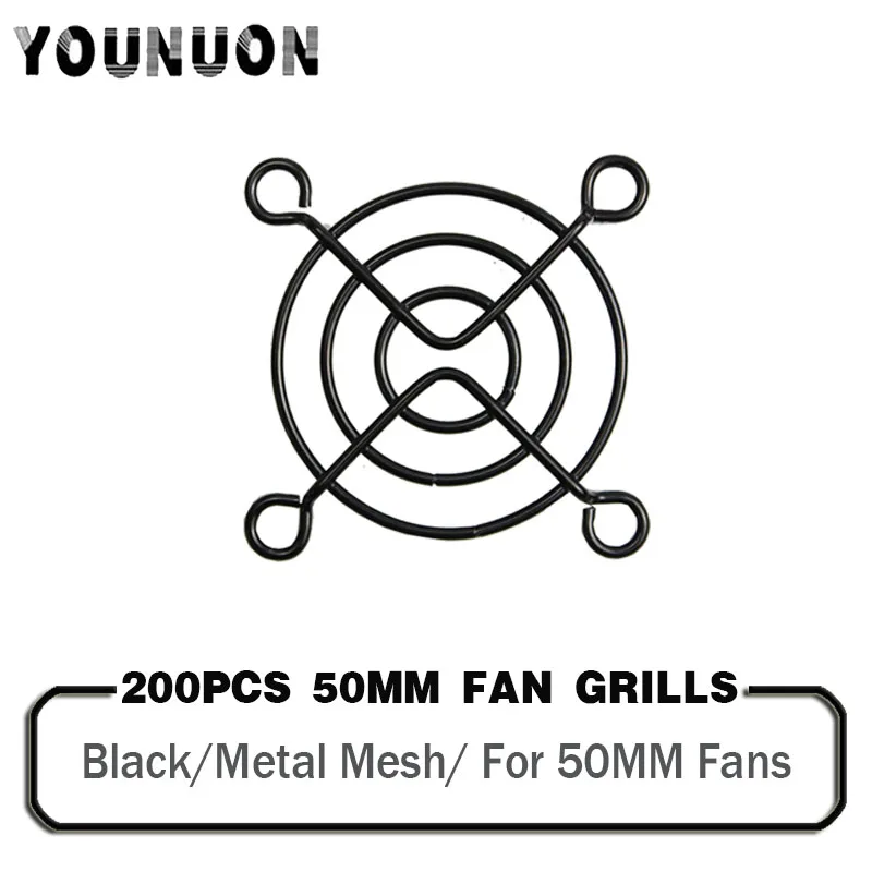 

200PCS 50mm PC DC Fan Grill Protector Metal Finger Guard 50x50mm 5cm Black Tone Fan Grills for 50mm Cooling Fans