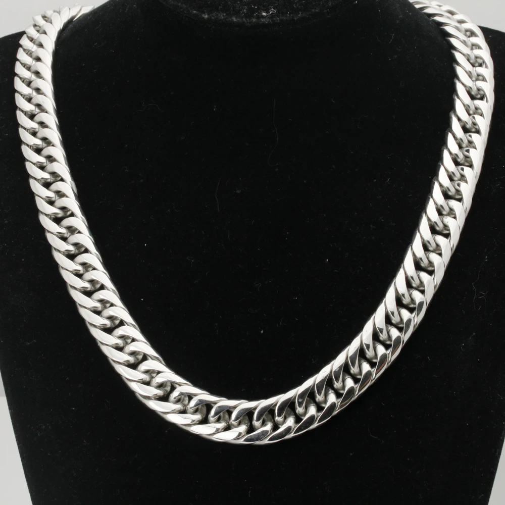 Hip Hop Charms 316L Stainless Steel Curb Cuban Link Chain Necklace for Men Halloween Jewelry Gift 16-40inch