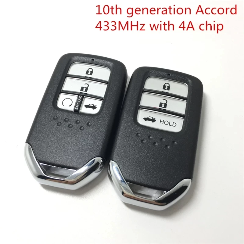 With 4A Chip 434Mhz with Logo and Blade for Honda Accord 10th Car Smart Remote Key Keyless Entry Remote Key