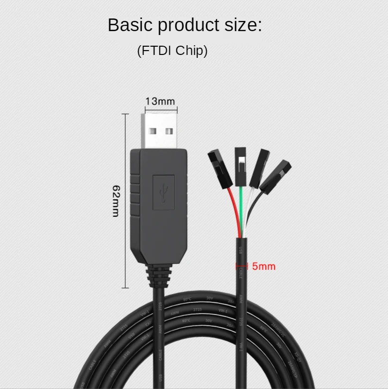 Cable de descarga TTL USB a TTL, Programa de Cable, Software de grabación USB a Serial MCU, Cable de datos de actualización FTDI