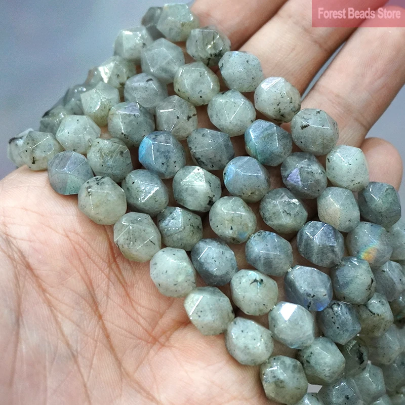 6 8 10MM Natural Stone Faceted Gray Labradorite Spacers Loose Beads DIY Charms Bracelet Necklace for Jewelry Making 14