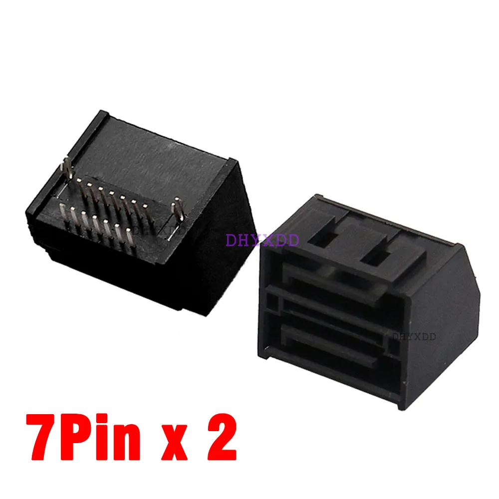 SATA 7PIN Female Connector Interface SATA Power Double Row 90 Degree With Harpoon Foot 2* 7P SATA Socket