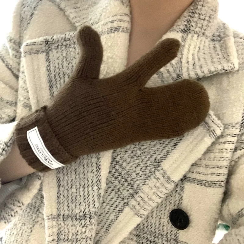 2021 elastische Voll Finger Handschuhe Warme Dicke Radfahren Fahren Mode Frauen Männer Winter Warme Gestrickte Outdoor Handschuhe