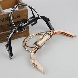 20.5cm Kiss Clasp Lock Gold Black Bag Frame Clasp Double Handle Square Ring Purse Frame Craft Clasp for DIY Bag Accessories