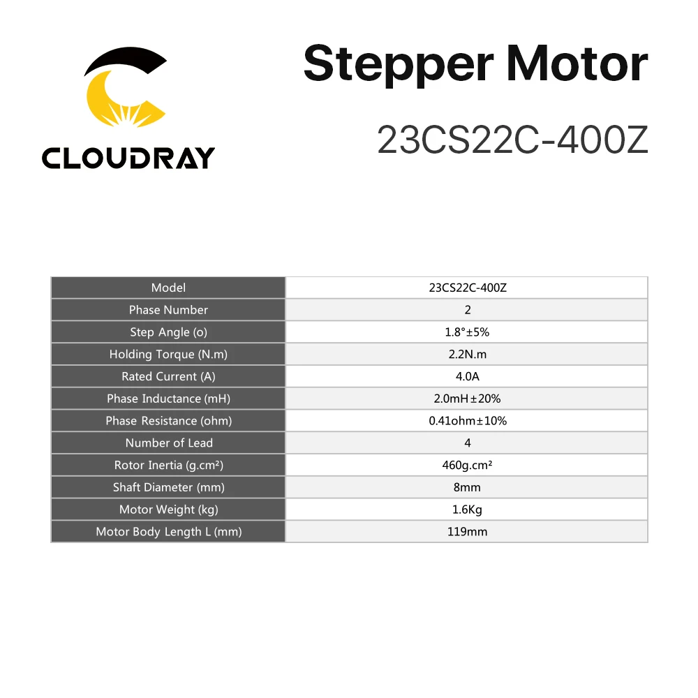 Nema 23 Stepper Motor 57mm 220Ncm 4A 2 Phase Stepper Motor with Brake 4-lead for 3D printer CNC Laser Grind Foam Plasma Cut