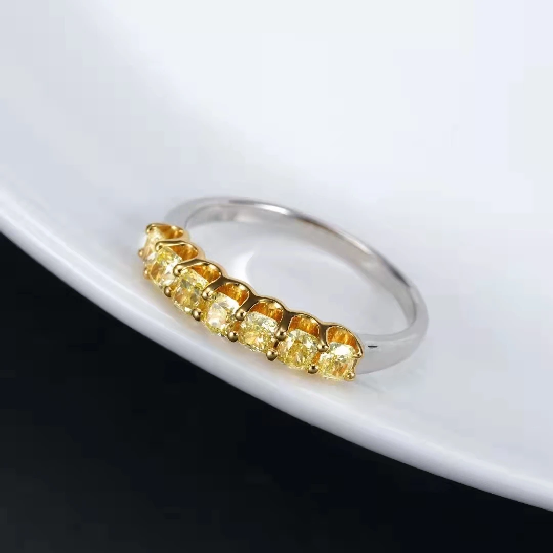 18k Gold Diamond Ring For Women Wedding Bands Natural Yellow 0.84 CT Diamond Round Cute Romantic Engagement Gift