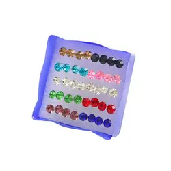 20pairs/set Colorful Crystal Stud Earrings Set For Women Mix Acrylic Rhinestones Plastic Earrings kit Jewelry Piercing brincos