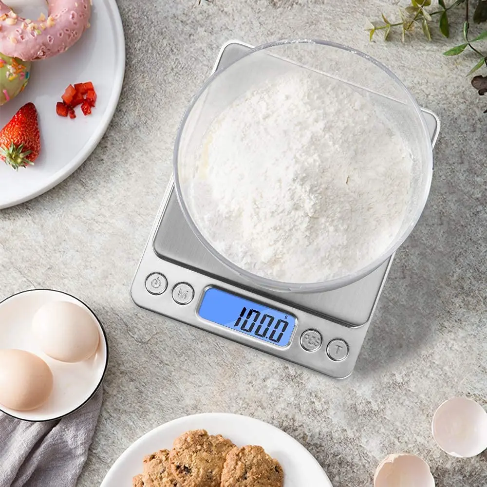 Gram Scale Digital Kitchen Scale Mini Pocket Pro Size 2000g x 0.1g Stainless Steel Platform for Cooking Baking Jewelry Weight