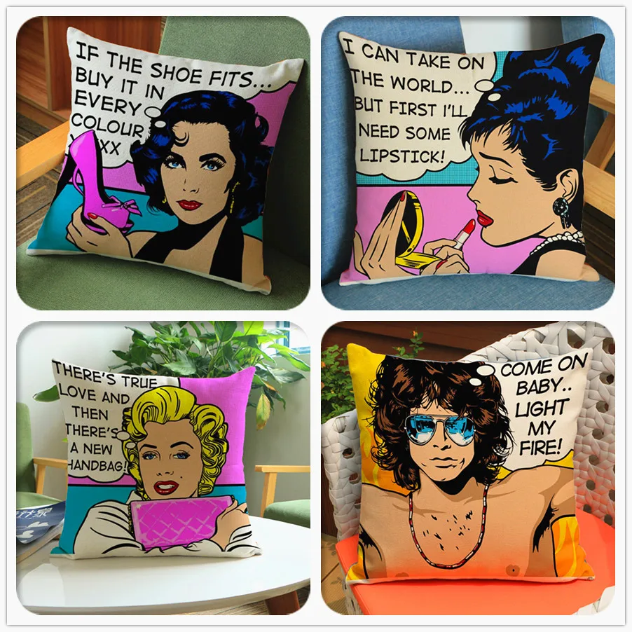 Modern Pop Art Sexy Women Girl Room Chair Throw Pillow Case Office Sofa Decorative Cotton Linen Cushion Cover cojines