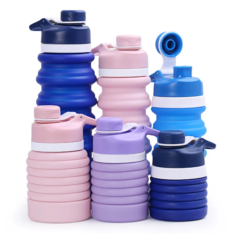 550ml Portable Silicone Collapsible Water Bottle My Drinking Bottle Kettle for Sport Outdoor Travel Retractable Folding Bottles