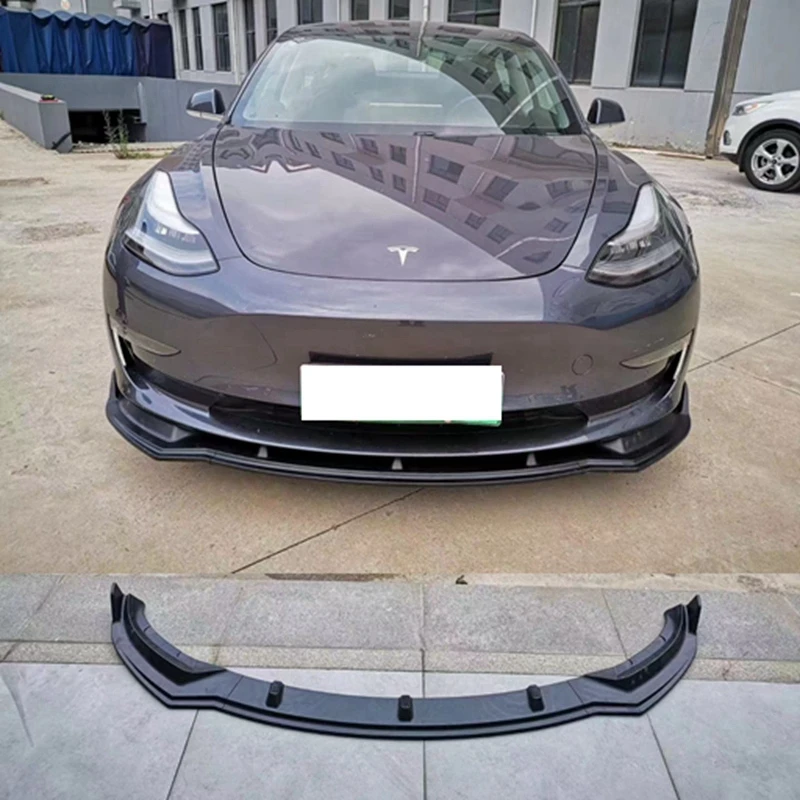 ABS 3-stage Front Bumper Lip Spoiler Bumper Lip Spoiler For For Tesla Model 3 Sedan 4-door  16~18